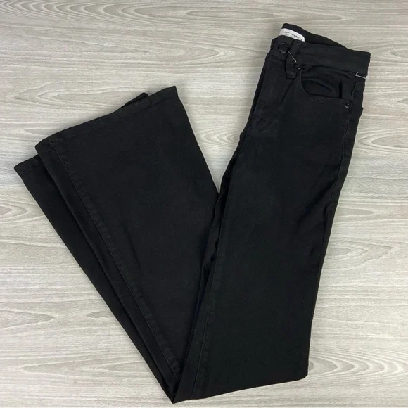 Good American Good Leg Flare Tummy Tech Jeans Size 25 Black - Picture 15 of 15